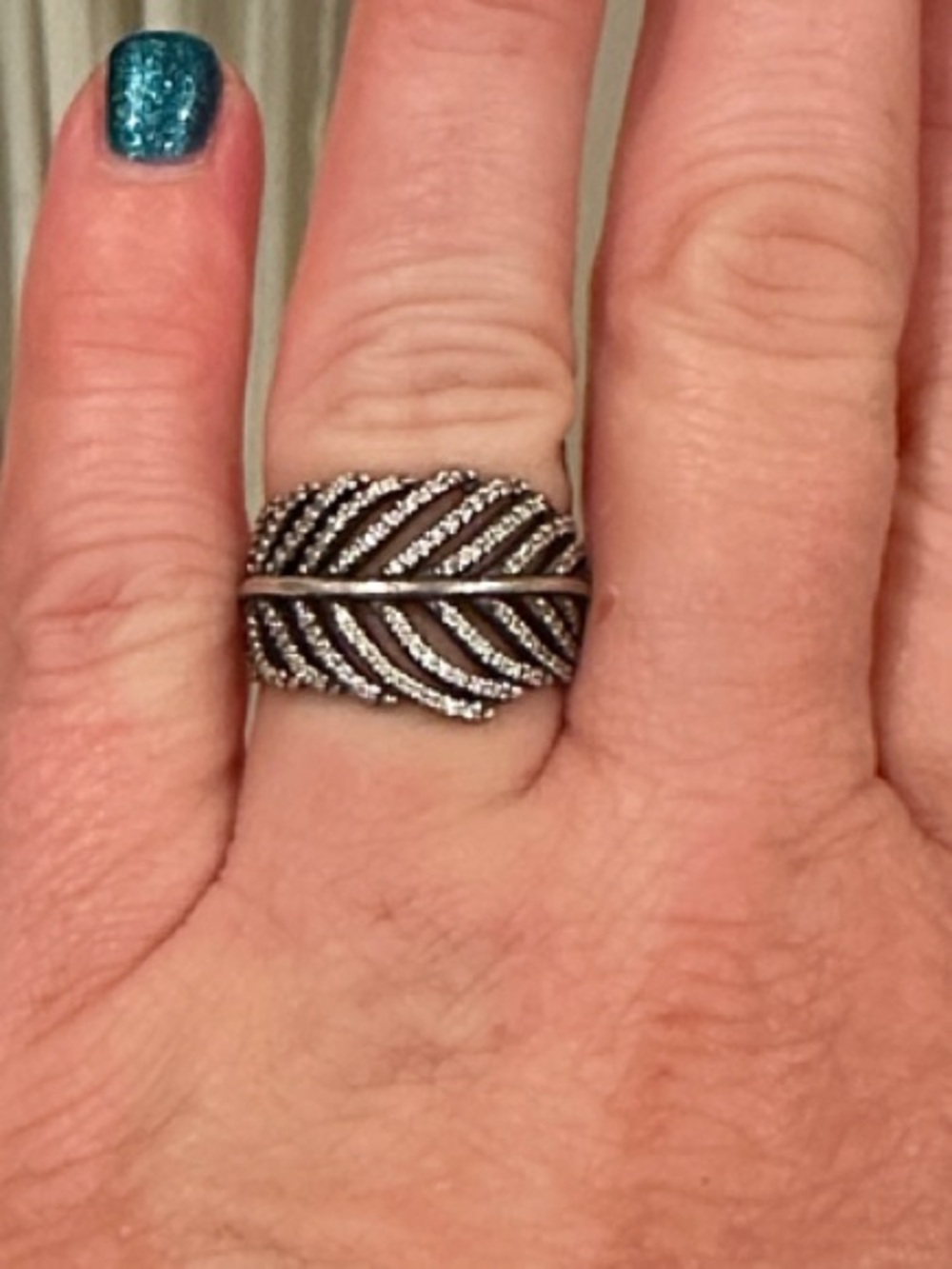 Pandora Silver Leaf Band Ring